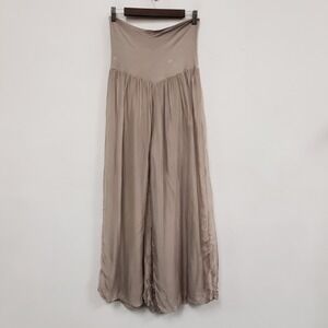 Giusy Womens High Waisted Silk Blend Wide Leg Palazzo Pants Size L Brown Neutral